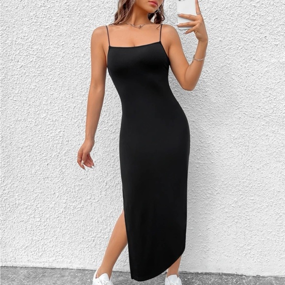 Black Spaghetti Strap Cami Dress - Picture 1 of 2